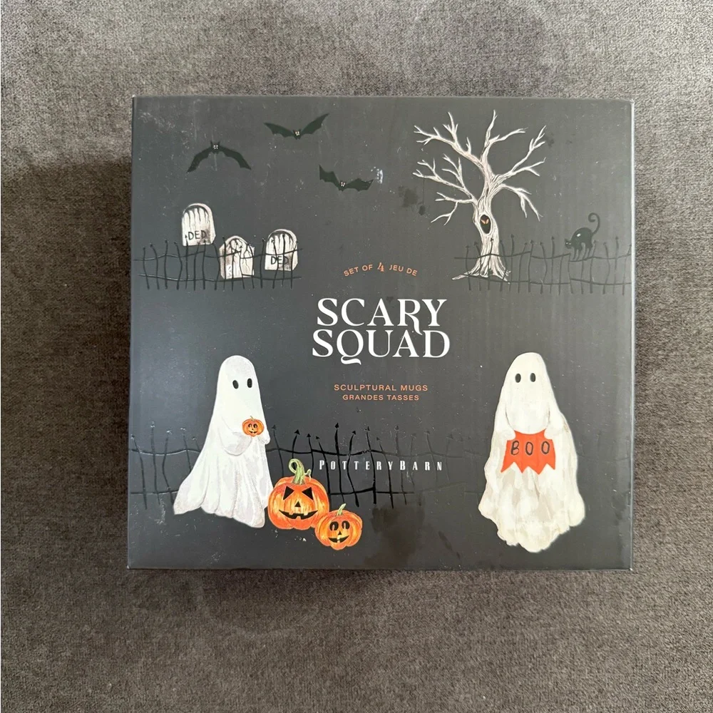 Pottery Barn Scary Squad Stoneware Mug - Mixed Set of 4